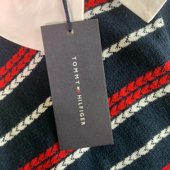 Tommy Hilfiger faux layered navy & red sweater NWT - Picture 10 of 11